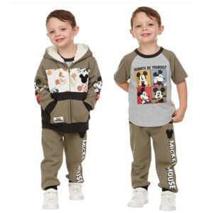 Disney Character Kids' 3 Piece Set Tee Jogger Hooded Jacket Mickey Mouse